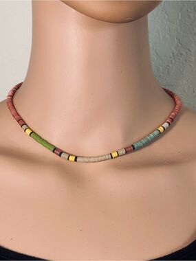 Multicolor Earth Tone Beaded Choker Necklace